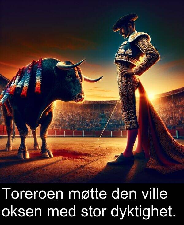 oksen: Toreroen møtte den ville oksen med stor dyktighet.