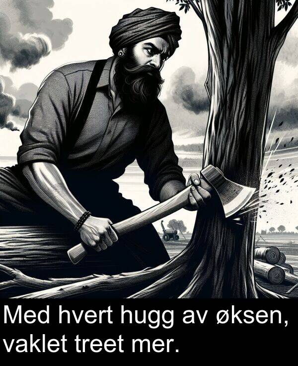 hvert: Med hvert hugg av øksen, vaklet treet mer.