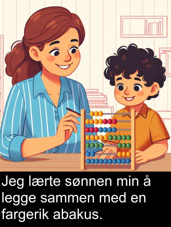 fargerik: Jeg lærte sønnen min å legge sammen med en fargerik abakus.