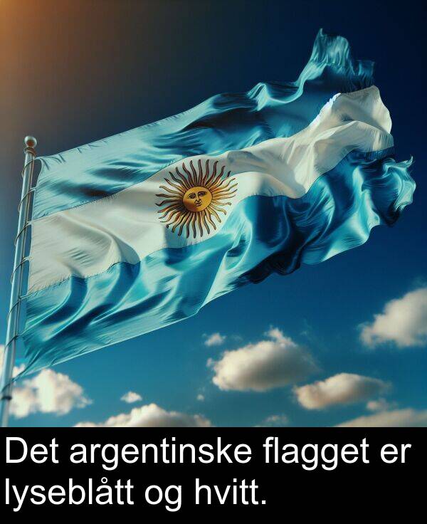hvitt: Det argentinske flagget er lyseblått og hvitt.
