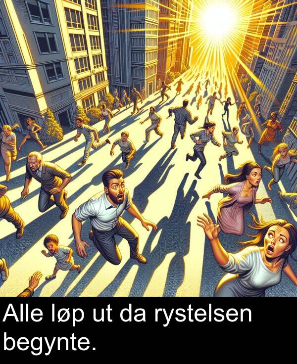 rystelsen: Alle løp ut da rystelsen begynte.