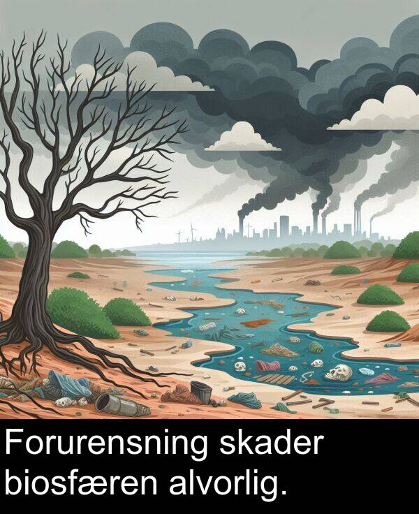 skader: Forurensning skader biosfæren alvorlig.