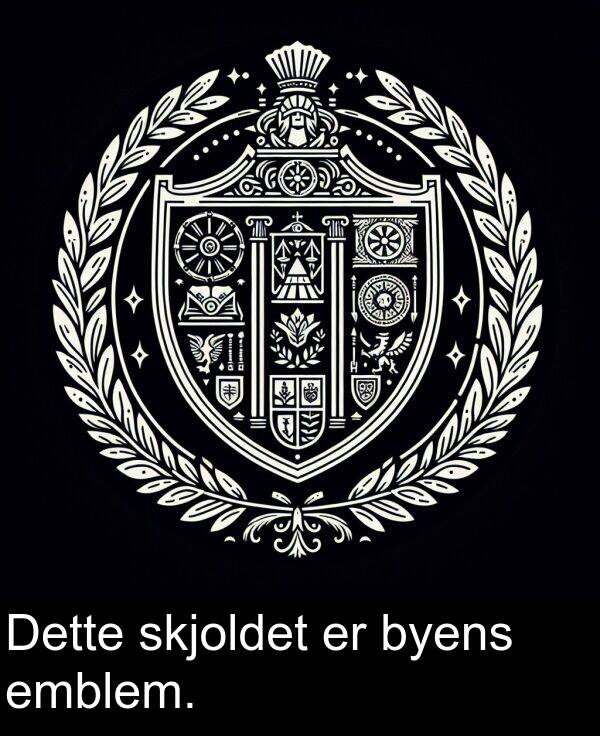byens: Dette skjoldet er byens emblem.