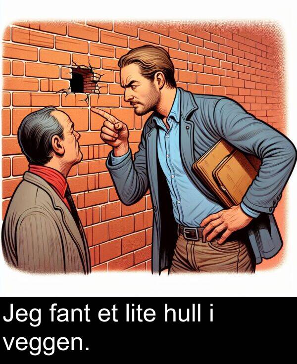 veggen: Jeg fant et lite hull i veggen.