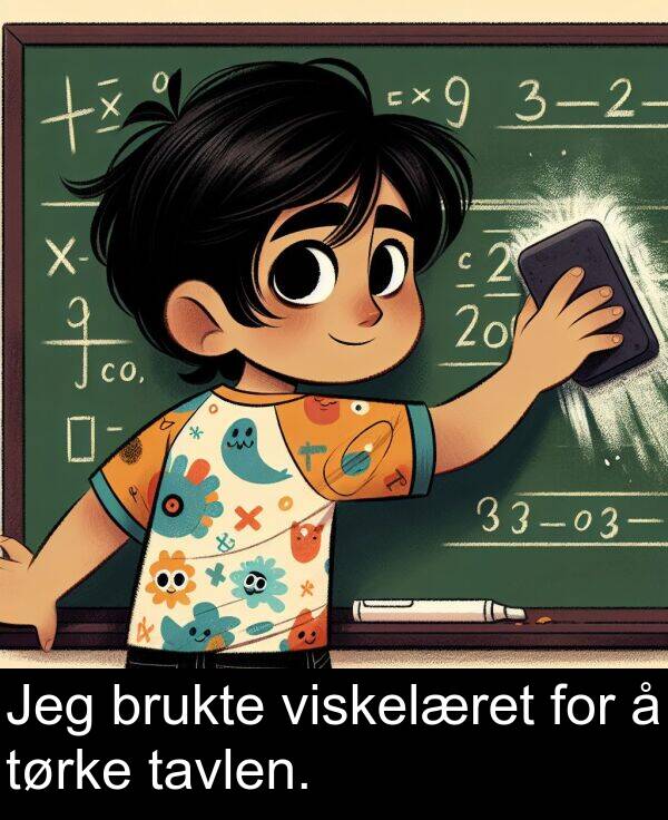 for: Jeg brukte viskelæret for å tørke tavlen.