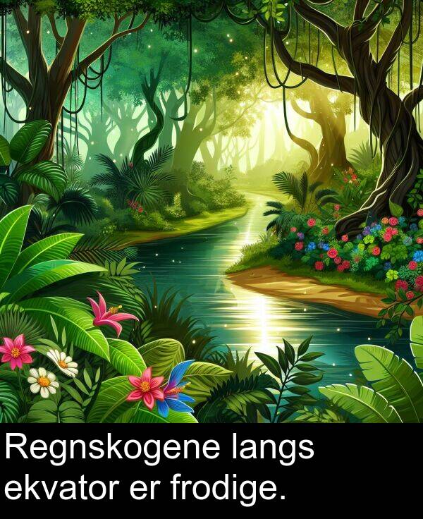 frodige: Regnskogene langs ekvator er frodige.