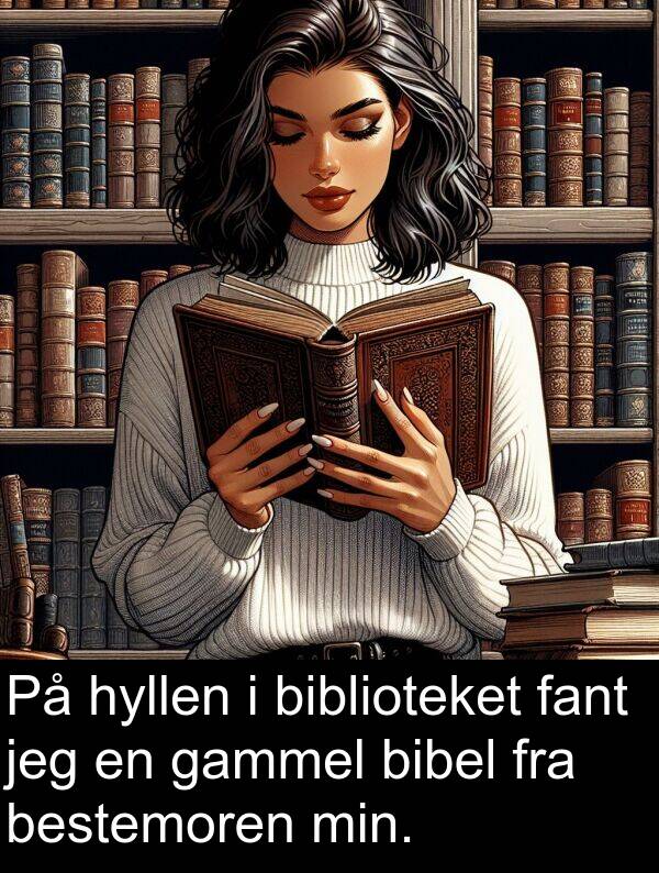 gammel: På hyllen i biblioteket fant jeg en gammel bibel fra bestemoren min.