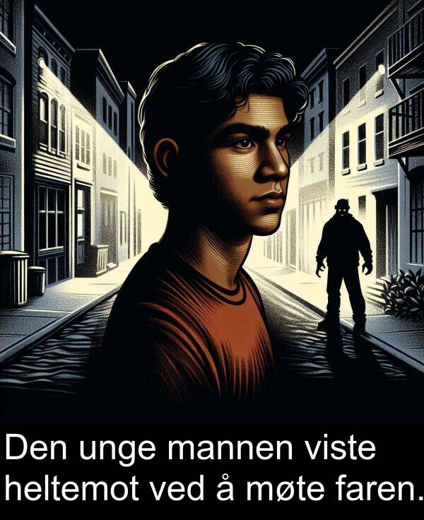 mannen: Den unge mannen viste heltemot ved å møte faren.
