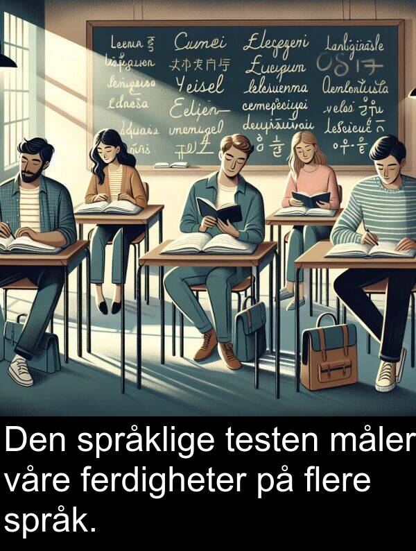 måler: Den språklige testen måler våre ferdigheter på flere språk.