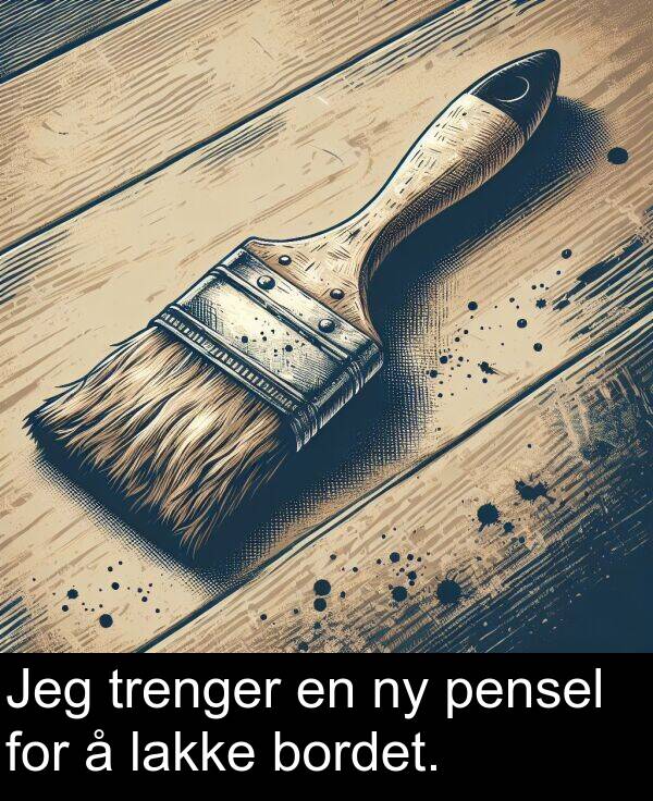 bordet: Jeg trenger en ny pensel for å lakke bordet.