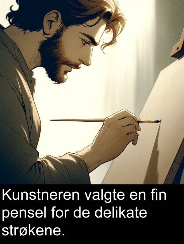 fin: Kunstneren valgte en fin pensel for de delikate strøkene.