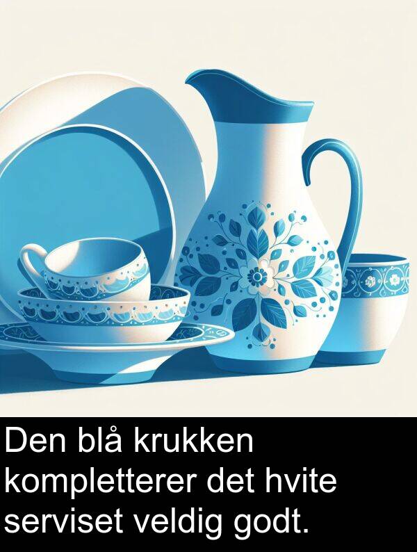 hvite: Den blå krukken kompletterer det hvite serviset veldig godt.