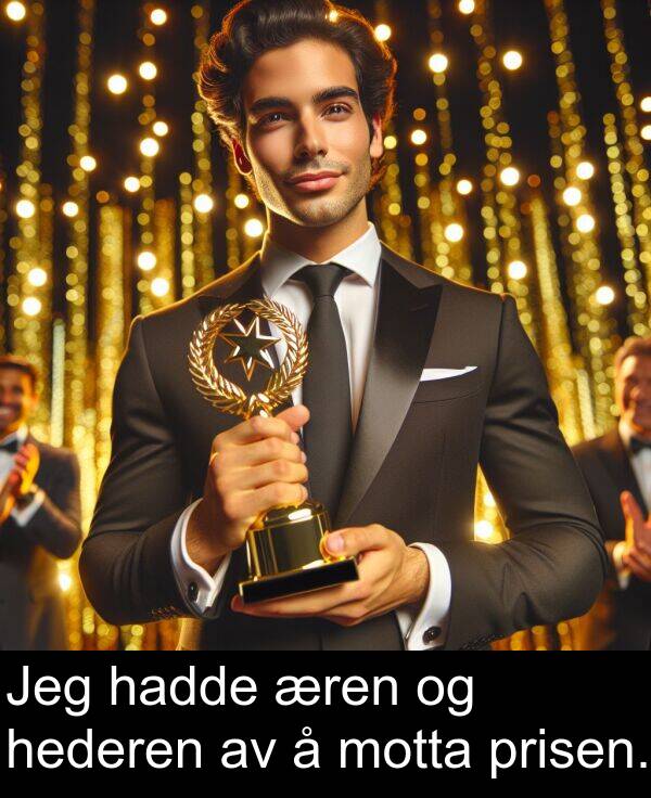 motta: Jeg hadde æren og hederen av å motta prisen.