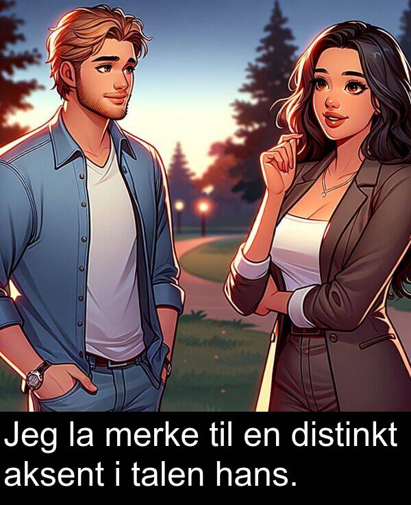 distinkt: Jeg la merke til en distinkt aksent i talen hans.