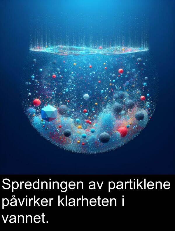 partiklene: Spredningen av partiklene påvirker klarheten i vannet.