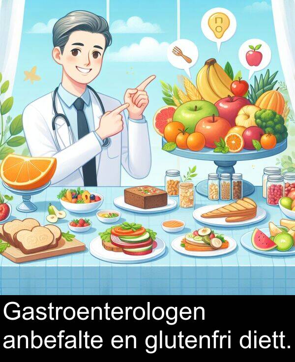 diett: Gastroenterologen anbefalte en glutenfri diett.