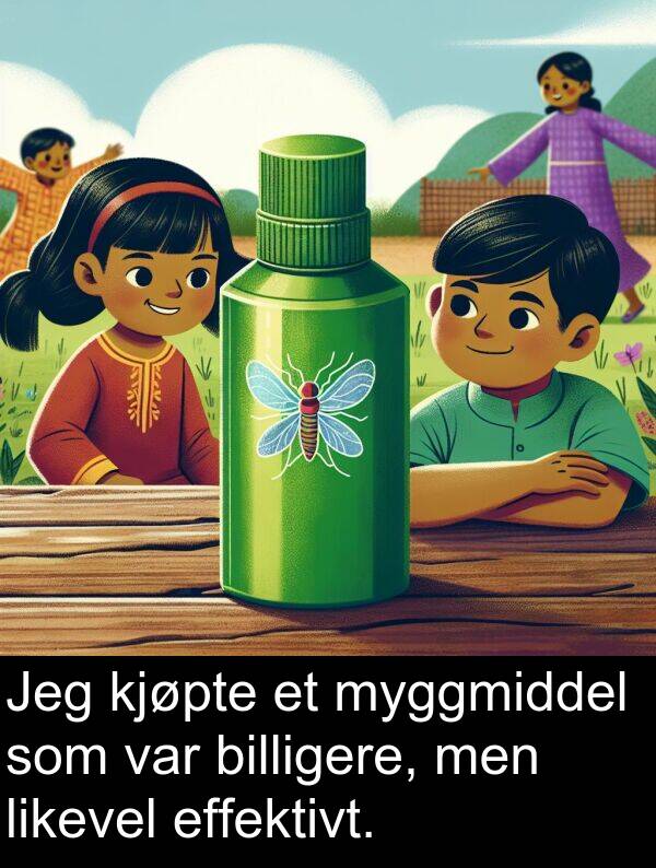 men: Jeg kjøpte et myggmiddel som var billigere, men likevel effektivt.