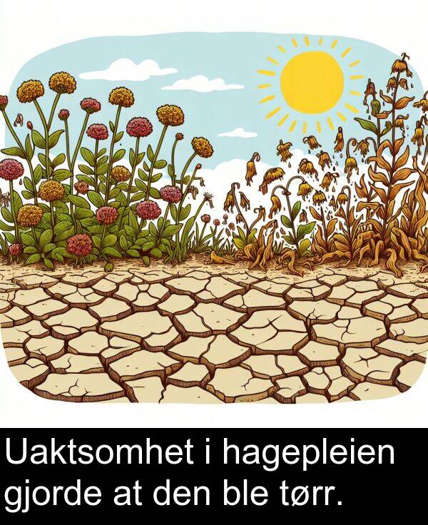 gjorde: Uaktsomhet i hagepleien gjorde at den ble tørr.