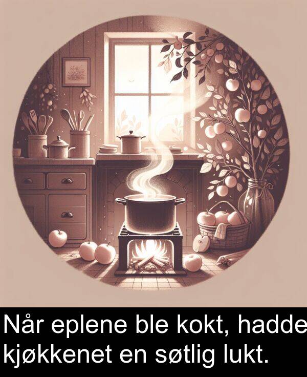 eplene: Når eplene ble kokt, hadde kjøkkenet en søtlig lukt.