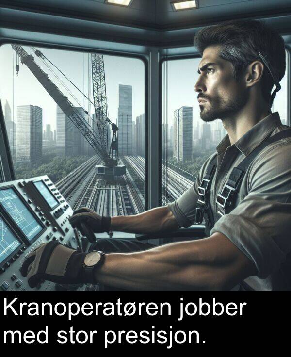 jobber: Kranoperatøren jobber med stor presisjon.