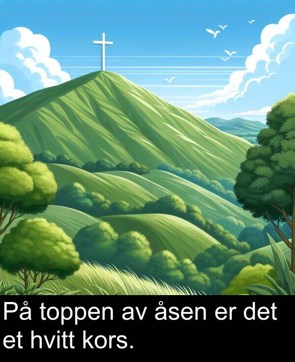 hvitt: På toppen av åsen er det et hvitt kors.