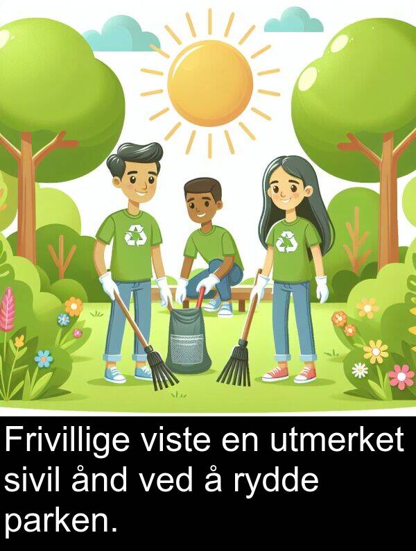 utmerket: Frivillige viste en utmerket sivil ånd ved å rydde parken.