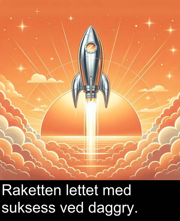 daggry: Raketten lettet med suksess ved daggry.