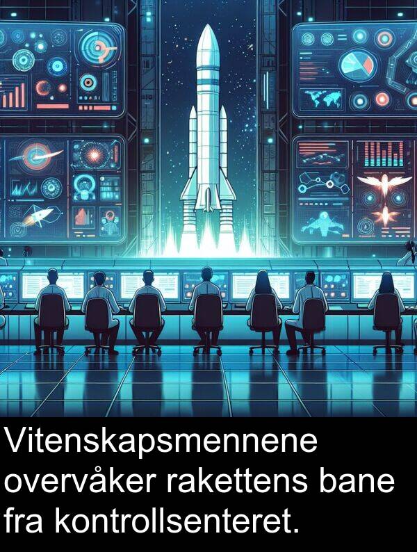 overvåker: Vitenskapsmennene overvåker rakettens bane fra kontrollsenteret.