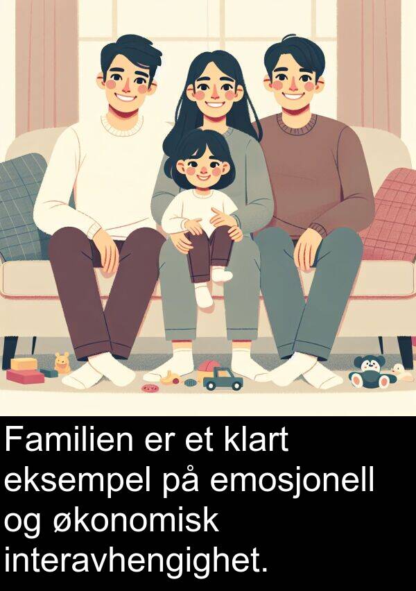 interavhengighet: Familien er et klart eksempel på emosjonell og økonomisk interavhengighet.