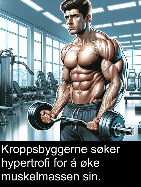 muskelmassen: Kroppsbyggerne søker hypertrofi for å øke muskelmassen sin.