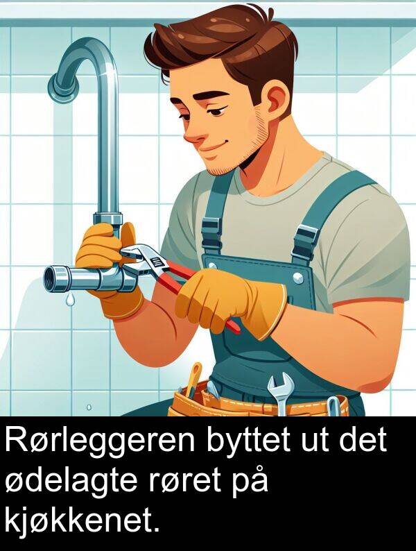 kjøkkenet: Rørleggeren byttet ut det ødelagte røret på kjøkkenet.