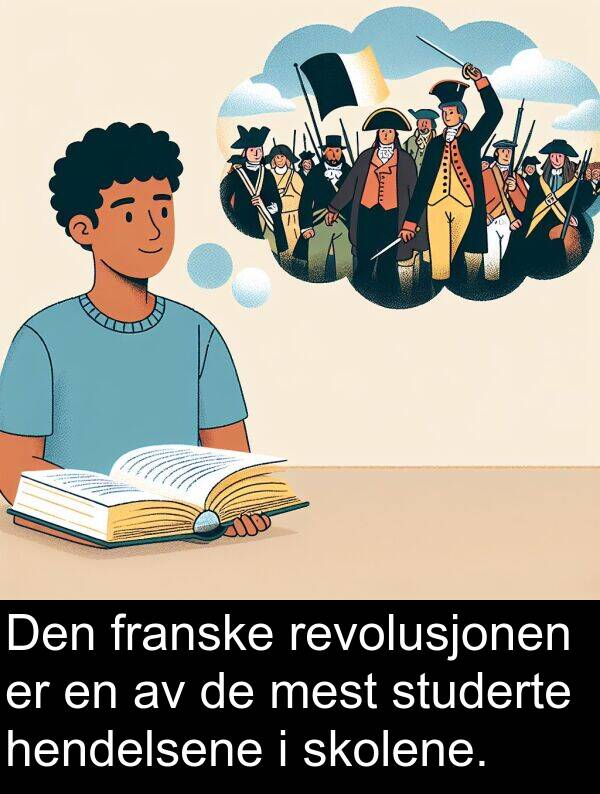 studerte: Den franske revolusjonen er en av de mest studerte hendelsene i skolene.