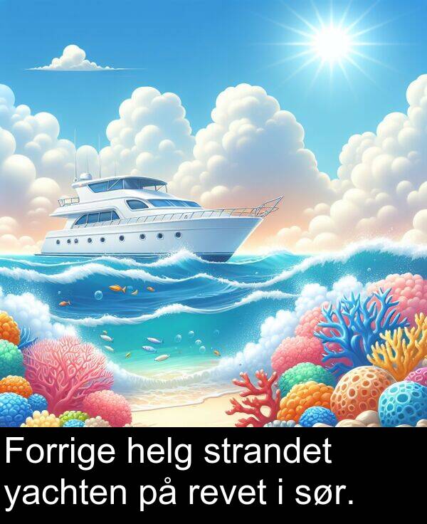 revet: Forrige helg strandet yachten på revet i sør.