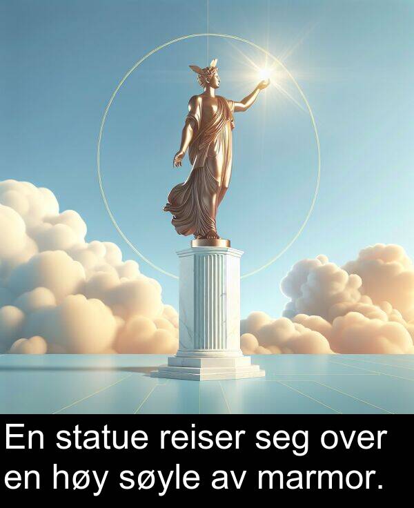 over: En statue reiser seg over en høy søyle av marmor.