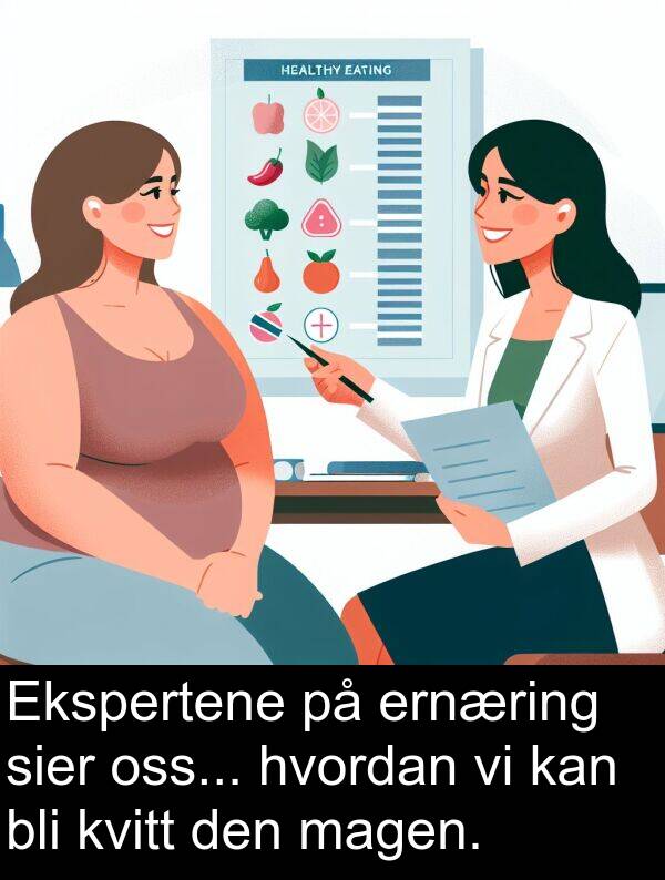sier: Ekspertene på ernæring sier oss... hvordan vi kan bli kvitt den magen.