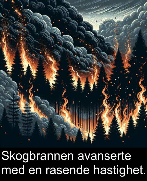 rasende: Skogbrannen avanserte med en rasende hastighet.