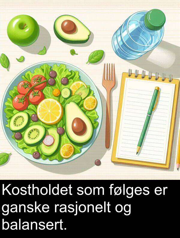 rasjonelt: Kostholdet som følges er ganske rasjonelt og balansert.
