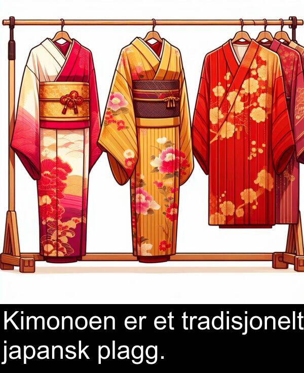plagg: Kimonoen er et tradisjonelt japansk plagg.