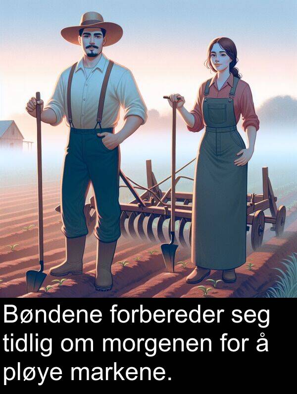 pløye: Bøndene forbereder seg tidlig om morgenen for å pløye markene.