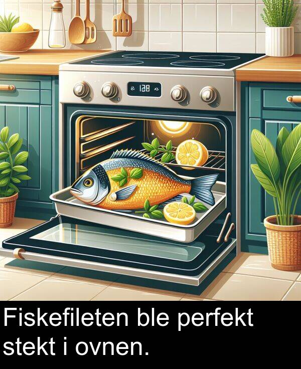 perfekt: Fiskefileten ble perfekt stekt i ovnen.