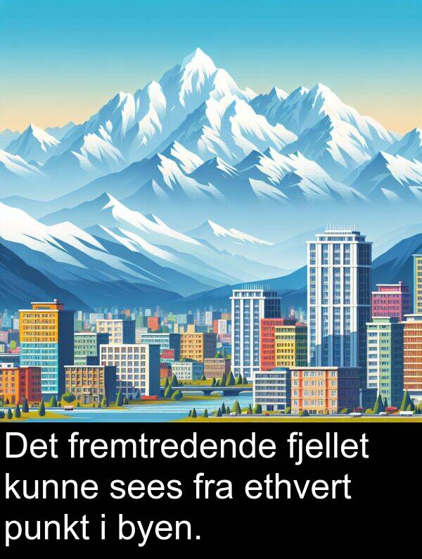 fremtredende: Det fremtredende fjellet kunne sees fra ethvert punkt i byen.