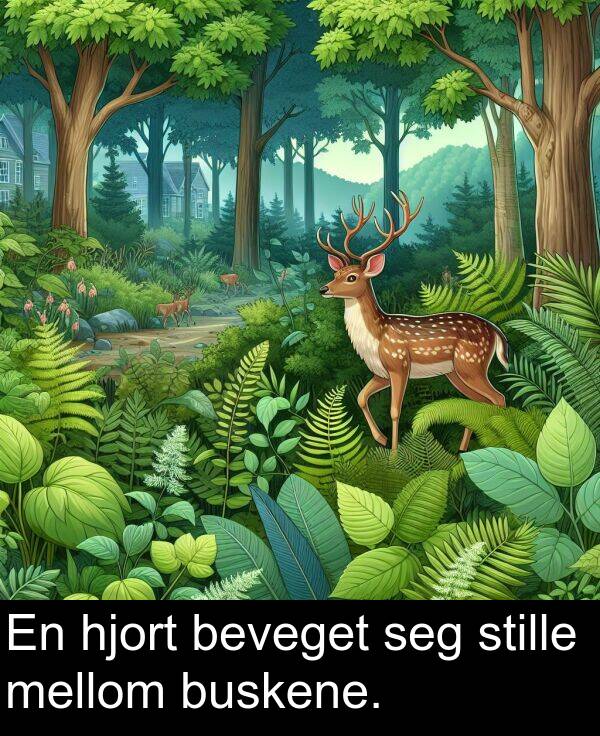 stille: En hjort beveget seg stille mellom buskene.