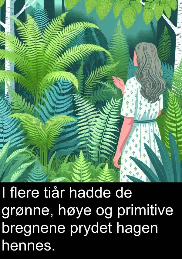 flere: I flere tiår hadde de grønne, høye og primitive bregnene prydet hagen hennes.