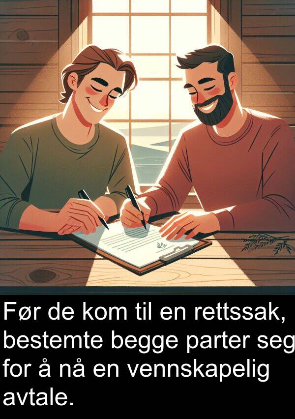 bestemte: Før de kom til en rettssak, bestemte begge parter seg for å nå en vennskapelig avtale.