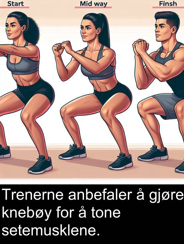 setemusklene: Trenerne anbefaler å gjøre knebøy for å tone setemusklene.