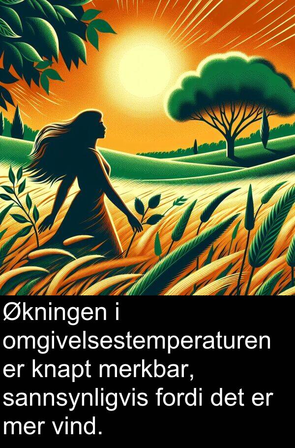 omgivelsestemperaturen: Økningen i omgivelsestemperaturen er knapt merkbar, sannsynligvis fordi det er mer vind.