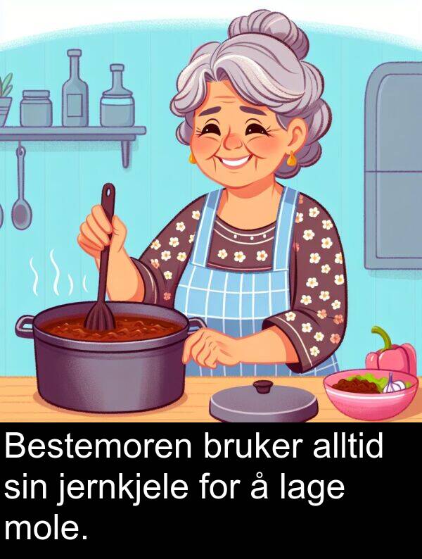 jernkjele: Bestemoren bruker alltid sin jernkjele for å lage mole.