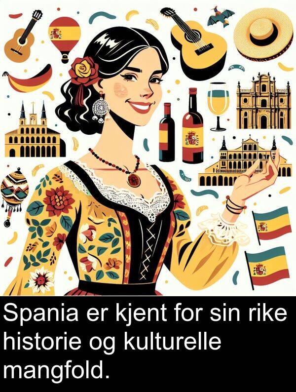 kjent: Spania er kjent for sin rike historie og kulturelle mangfold.