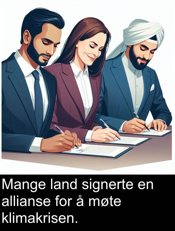 signerte: Mange land signerte en allianse for å møte klimakrisen.