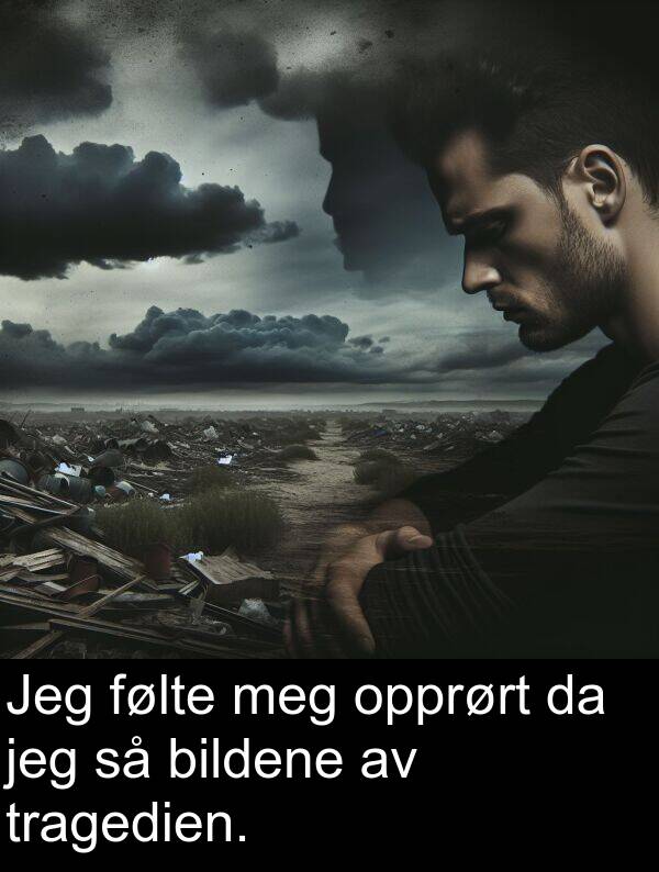 opprørt: Jeg følte meg opprørt da jeg så bildene av tragedien.